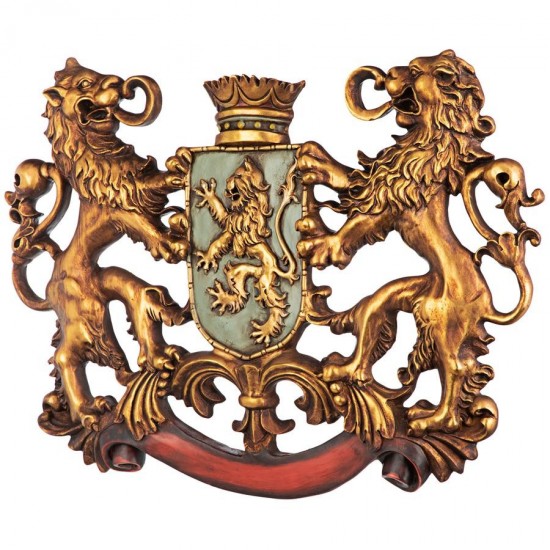 Design Toscano Heraldic Royal Lions Coat Of Arms Plaque