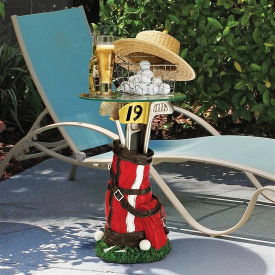 Design Toscano On Par Golf Bag Glass Topped Table