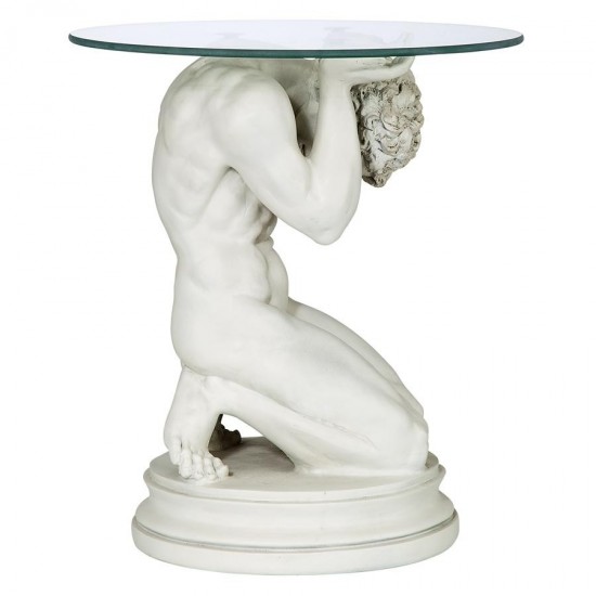 Design Toscano Neoclassical Male Glass Topped Table