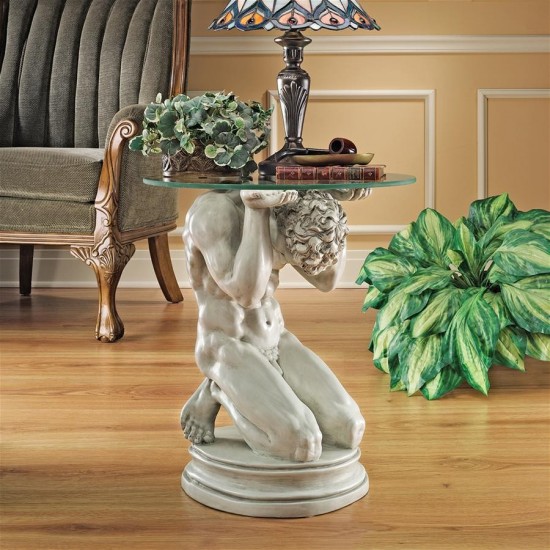 Design Toscano Neoclassical Male Glass Topped Table
