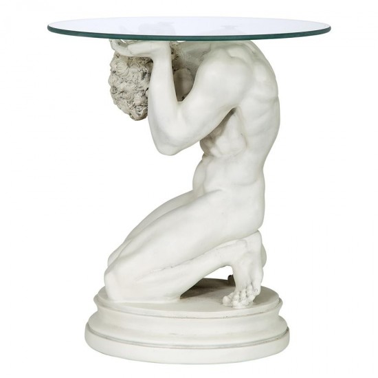 Design Toscano Neoclassical Male Glass Topped Table