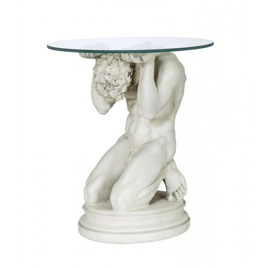 Design Toscano Neoclassical Male Glass Topped Table