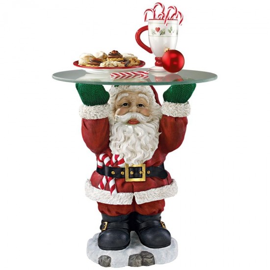 Design Toscano Santa Claus Holiday Glass Topped Table