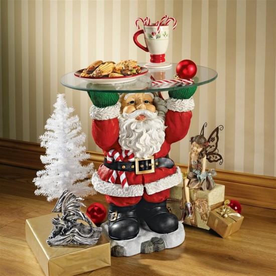 Design Toscano Santa Claus Holiday Glass Topped Table