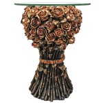Design Toscano Table Of Roses Glass Topped Table