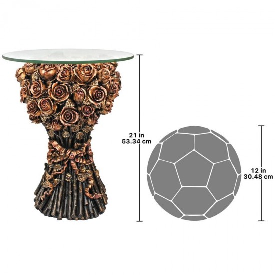 Design Toscano Table Of Roses Glass Topped Table
