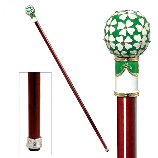 Design Toscano Four Leaf Clover Faberge Walking Stick