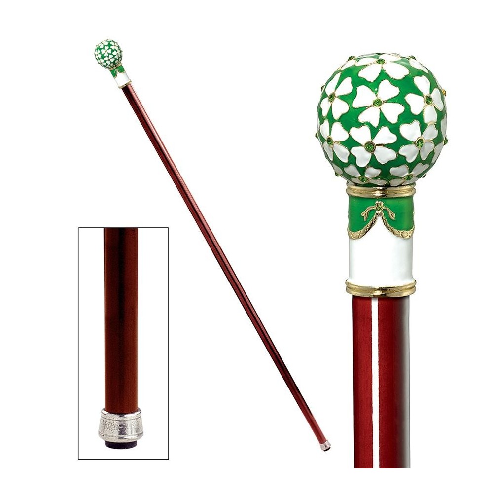 Design Toscano Four Leaf Clover Faberge Walking Stick