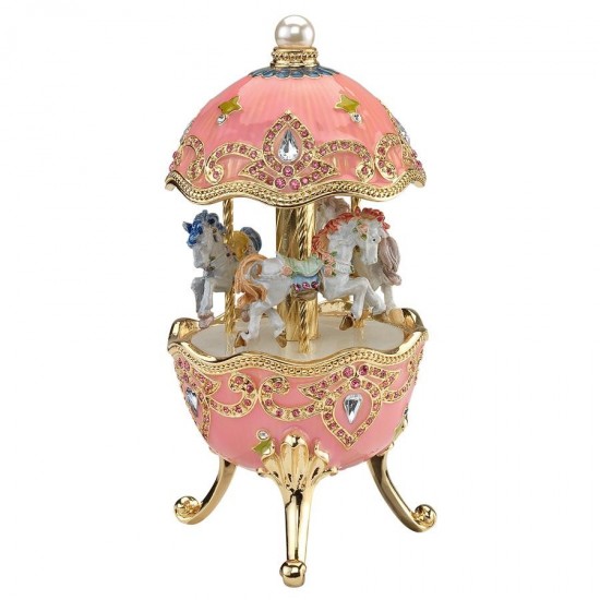 Design Toscano Horse Carousel Enameled Egg Music Box