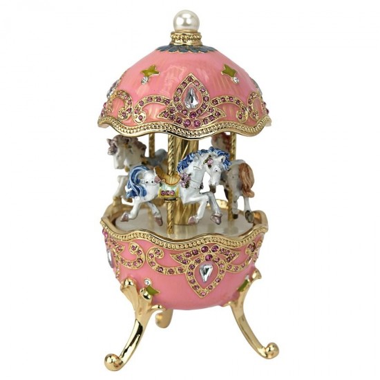 Design Toscano Horse Carousel Enameled Egg Music Box