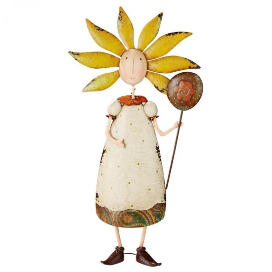 Design Toscano Girl Flower Child Metal Garden Statue