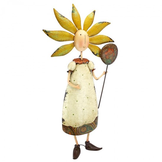 Design Toscano Girl Flower Child Metal Garden Statue