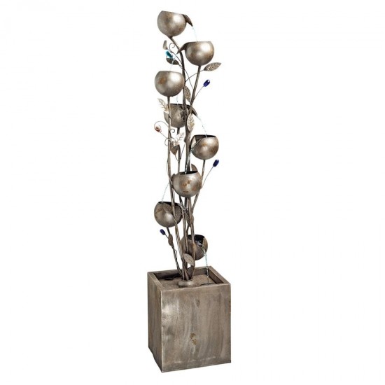 Design Toscano Abstract Floral Metal Tower Fountain