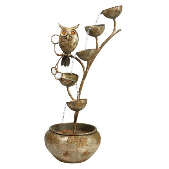 Design Toscano Whooos Watching Owl Cascading Fountain