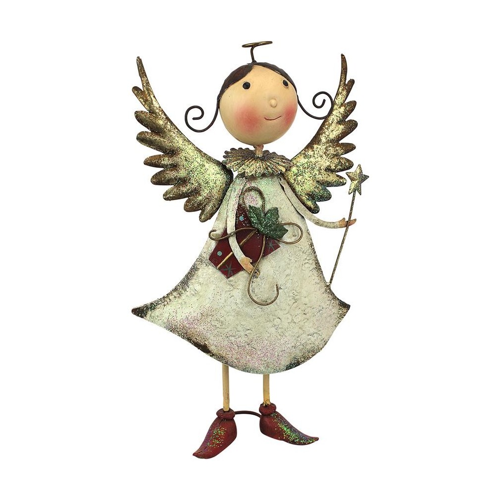 Design Toscano Clara Holiday Helper Metal Angel Statue Design Toscano Clara Holiday Helper Metal Angel Statue