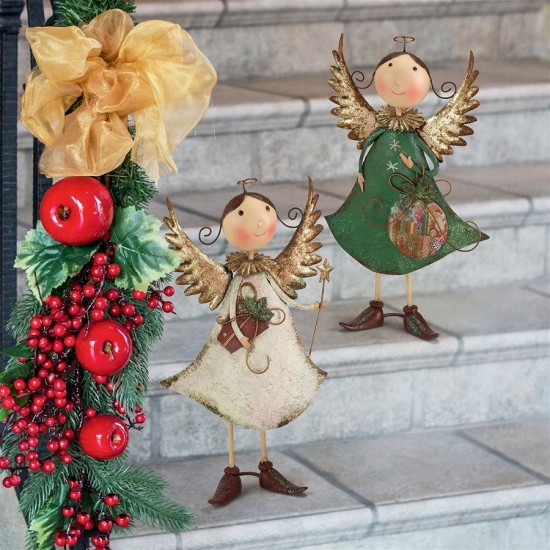 Design Toscano Clara Holiday Helper Metal Angel Statue