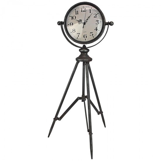 Design Toscano Verne Metal Tripod Tabletop Clock