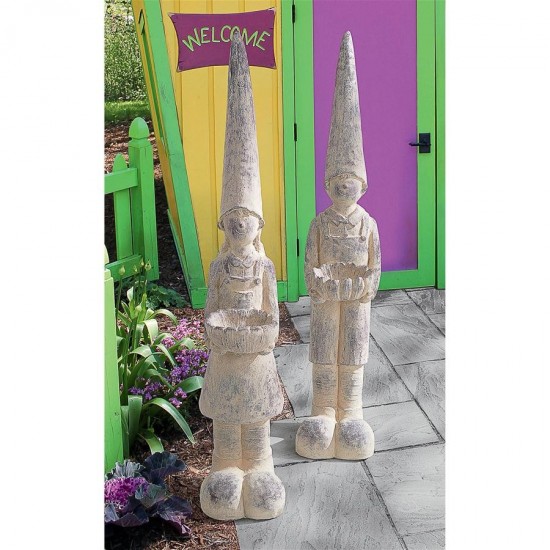 Design Toscano Set Of Bastiaan & Gerda Knothole Gnomes