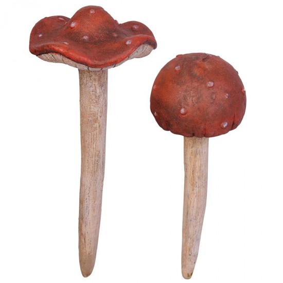 Design Toscano S/2 Mushroom Garden Stakes