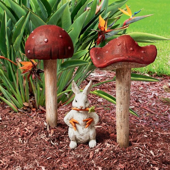 Design Toscano S/2 Mushroom Garden Stakes