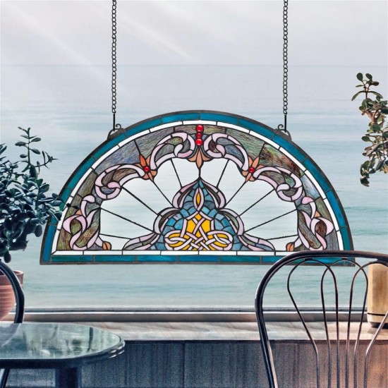 Design Toscano Lady Astor Demi Lune Stained Glass