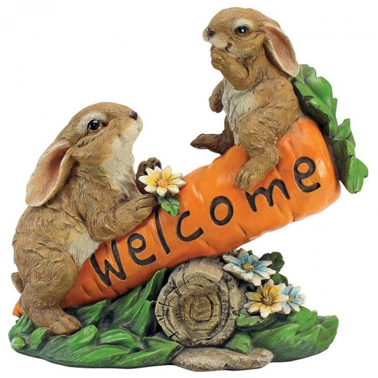Design Toscano Bunny Bunch Welcome Sign Statue