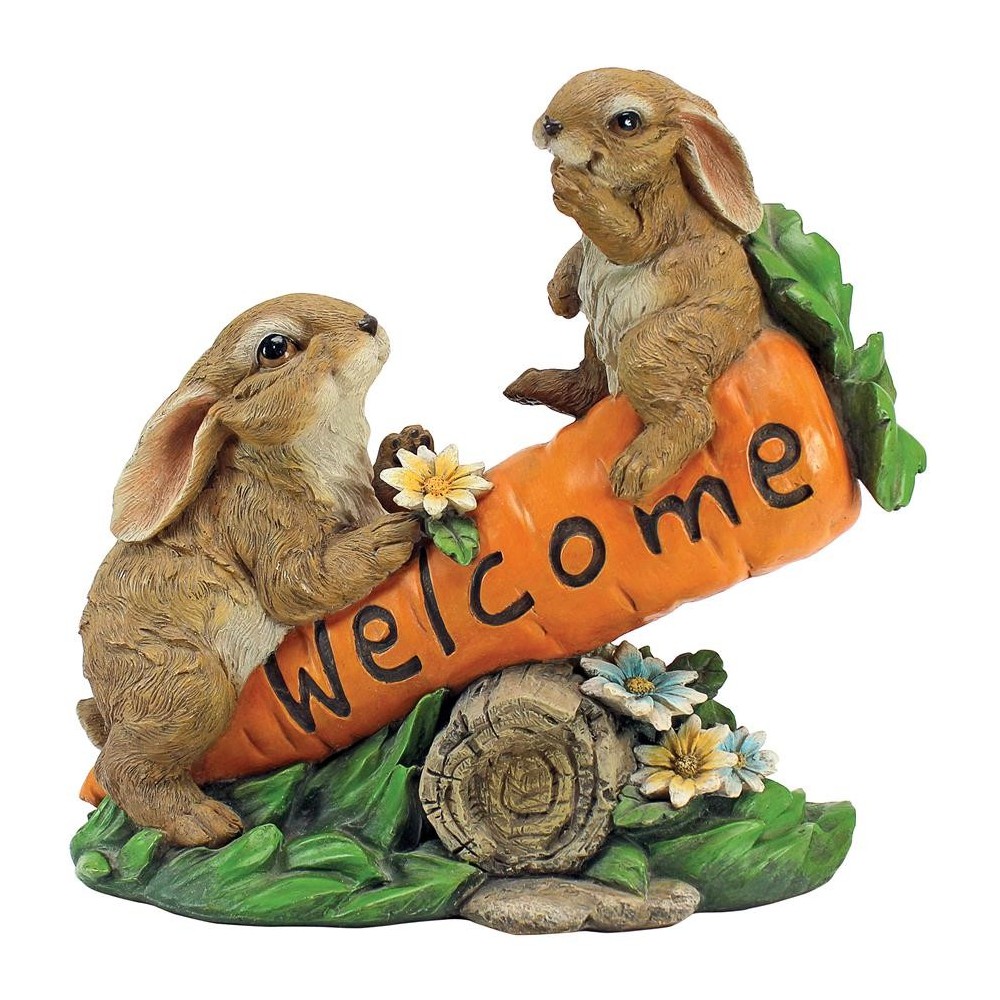 Design Toscano Bunny Bunch Welcome Sign Statue