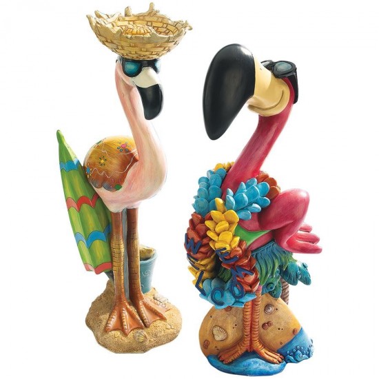 Design Toscano S/2 Birds Of Paradise Flamingo Statues