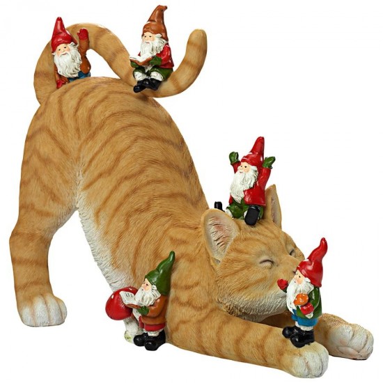 Design Toscano Catatonic Gnome Feline Frenzy Statue