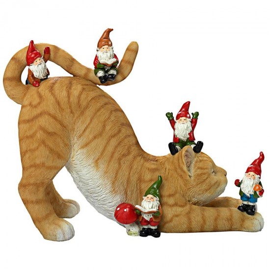 Design Toscano Catatonic Gnome Feline Frenzy Statue