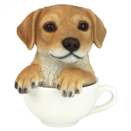 Design Toscano Pup In Cup Yellow Lab