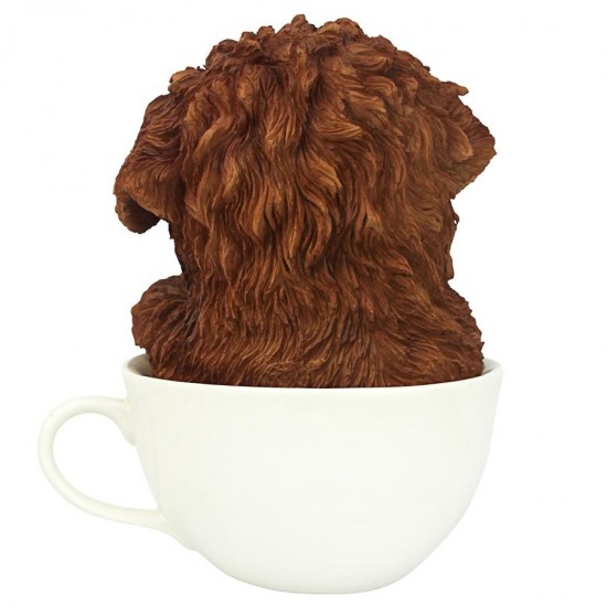 Design Toscano Pup In Cup Red Poodle