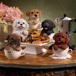 Design Toscano Pup In Cup Red Poodle