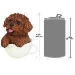 Design Toscano Pup In Cup Red Poodle