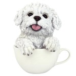 Design Toscano Pup In Cup White Maltese