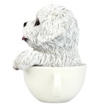 Design Toscano Pup In Cup White Maltese