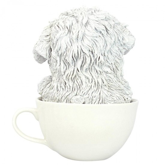 Design Toscano Pup In Cup White Maltese