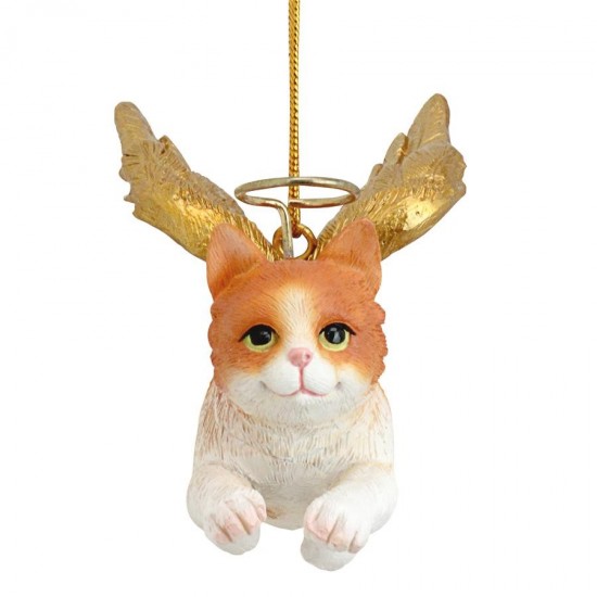 Design Toscano Angel Cat Ornament-Orange Tabby