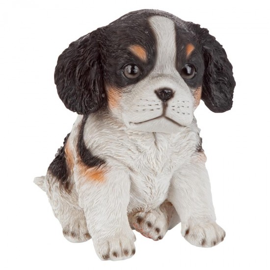 Design Toscano Black & White Cavalier Puppy Partner