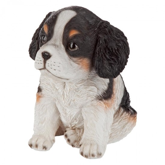 Design Toscano Black & White Cavalier Puppy Partner