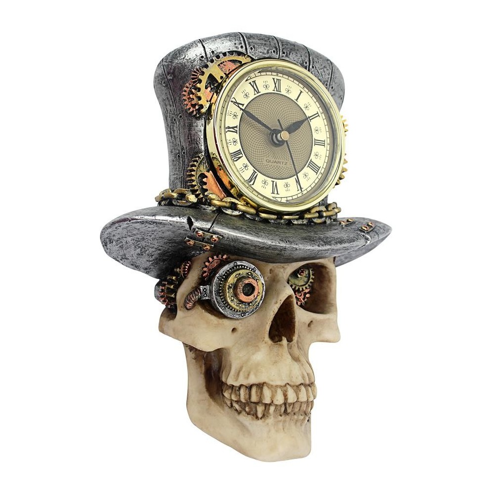 Design Toscano Steampunk Mad Hatter Skull Clock