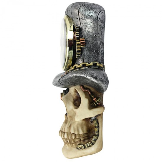 Design Toscano Steampunk Mad Hatter Skull Clock