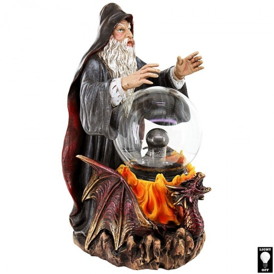 Design Toscano Wizard With Led Crystal Ball Statue