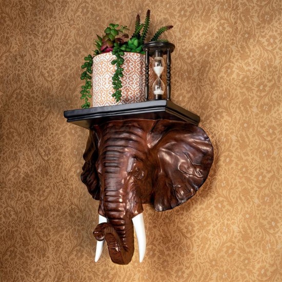 Design Toscano Elephant Wall Shelf Sconce