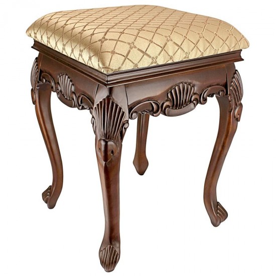 Design Toscano Madame Bouvier Stool Walnut Finish