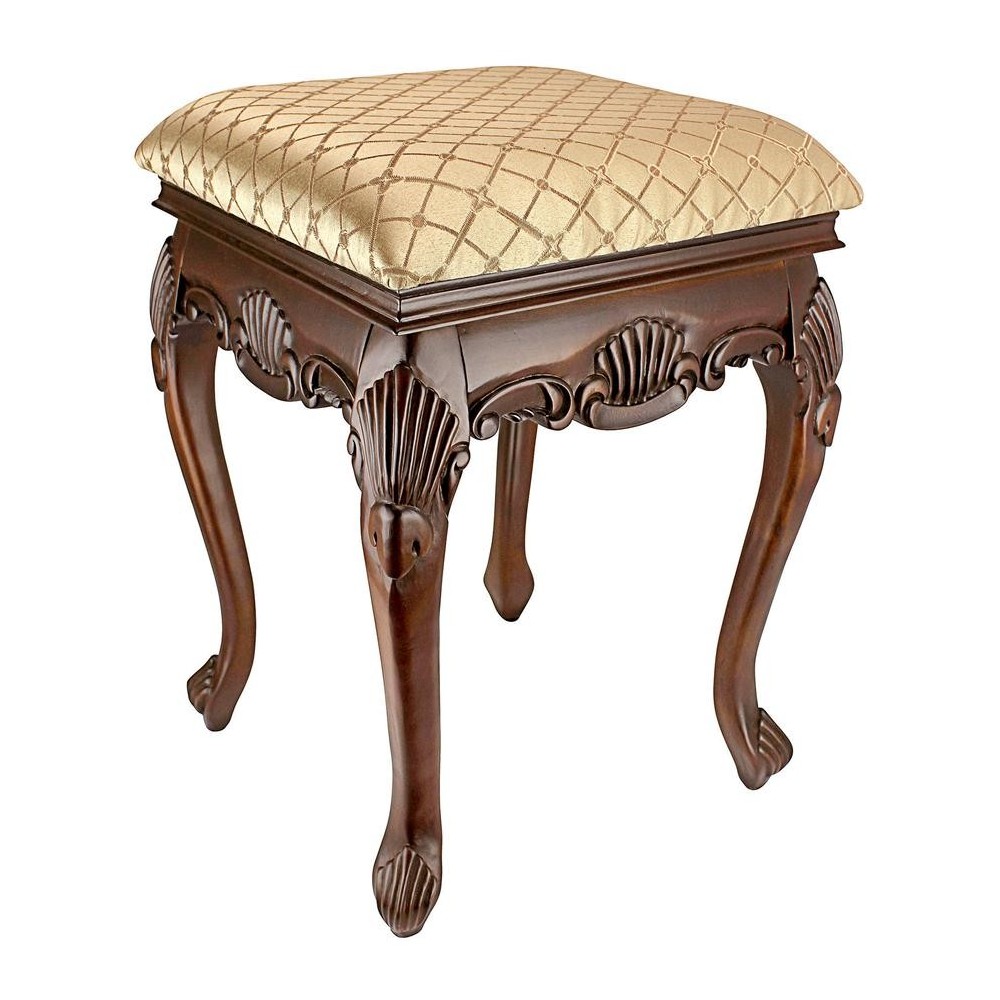 Design Toscano Madame Bouvier Stool Walnut Finish