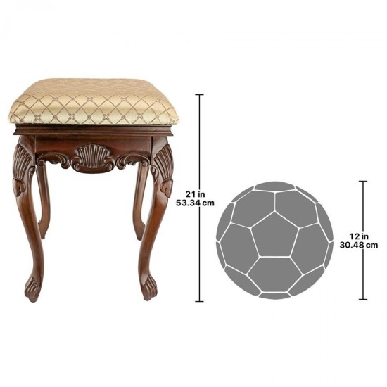 Design Toscano Madame Bouvier Stool Walnut Finish