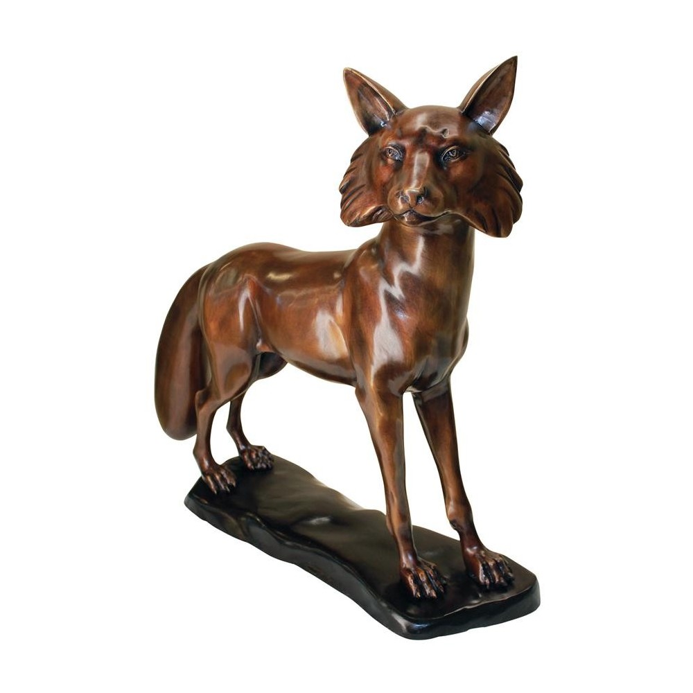 Design Toscano The Wary Standing Fox Bronze Statue