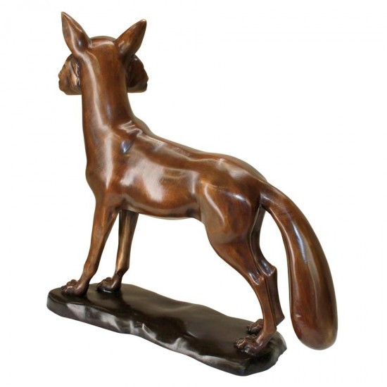 Design Toscano The Wary Standing Fox Bronze Statue