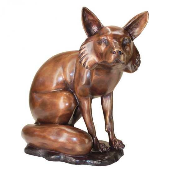 Design Toscano The Observant Sitting Fox Bronze Statue